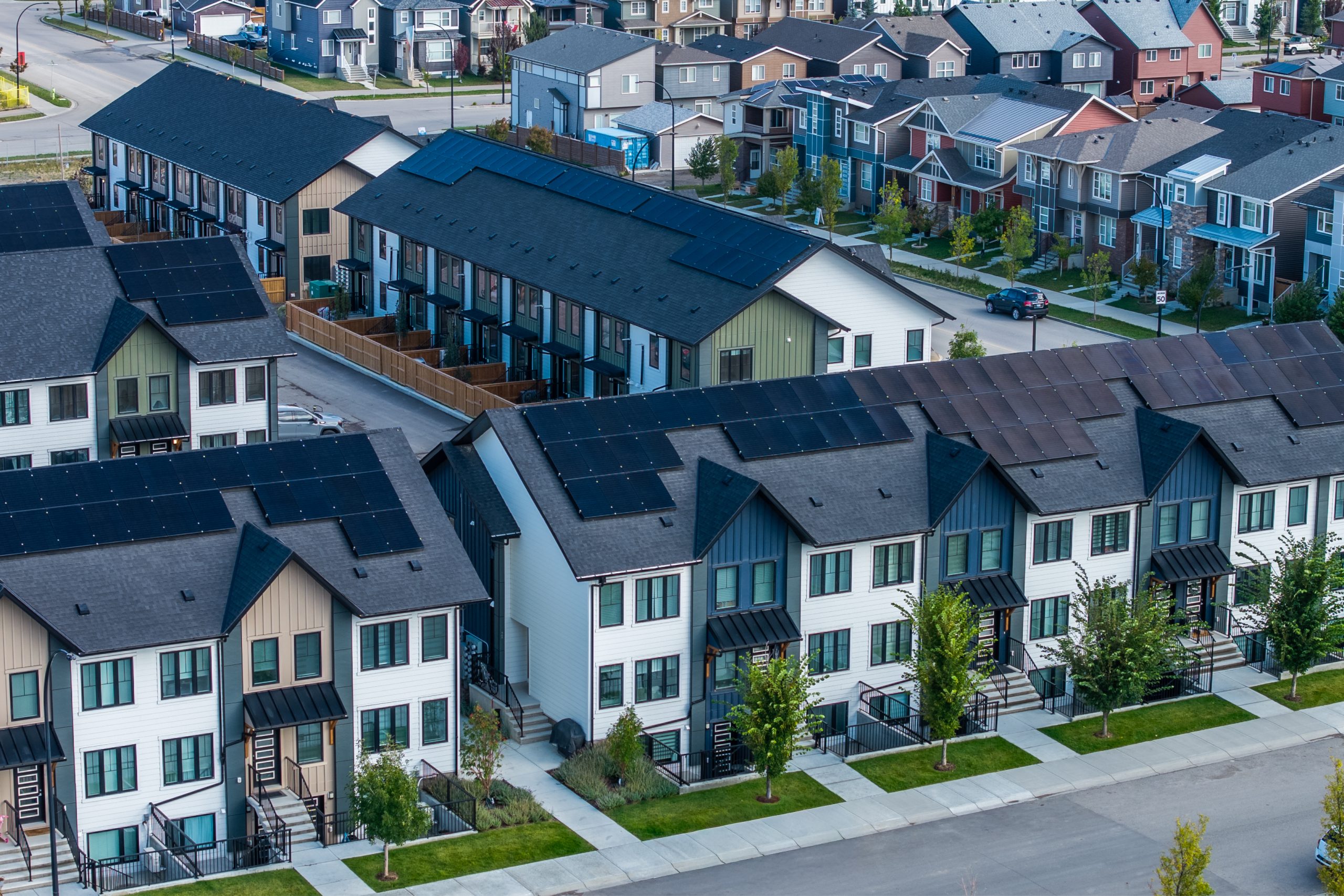 Zen Livingston Exterior Aerial View showcasing solar panels on the roof